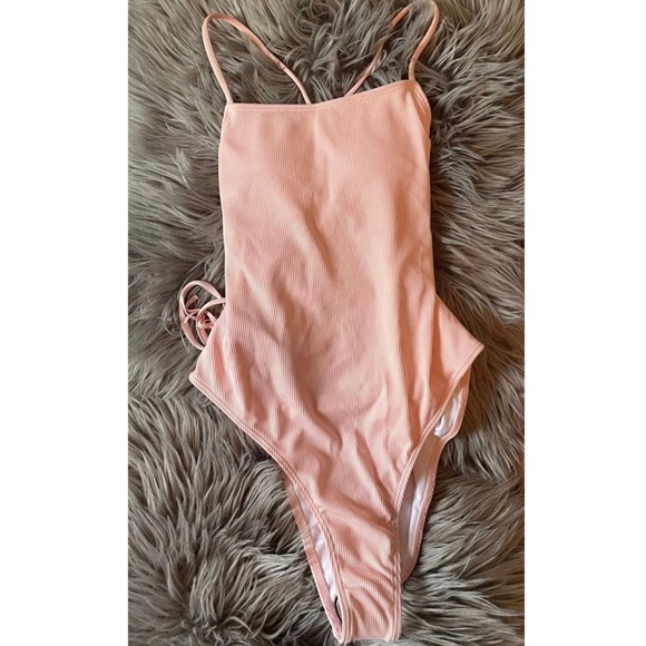 Shein One Piece Lace Pink Swimsuit - Picture 3 of 5
